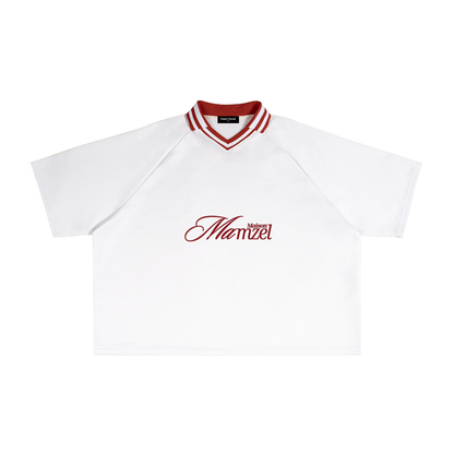 Contrast Lapel Collar Boxy T-Shirt