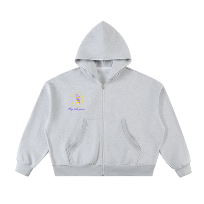 Fleeced Full-Zip Boxy Hoodie